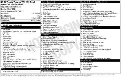 2025 Toyota TACOMA TRD OFFRD TRD Off-Road