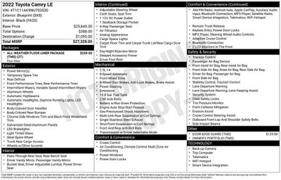 2022 Toyota CAMRY LE