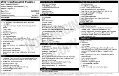2026 Toyota Sienna LE 7 Passenger