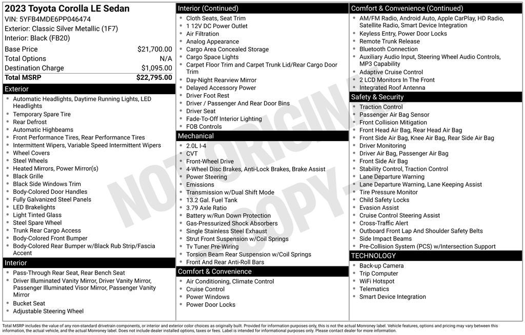 2023 Toyota COROLLA LE