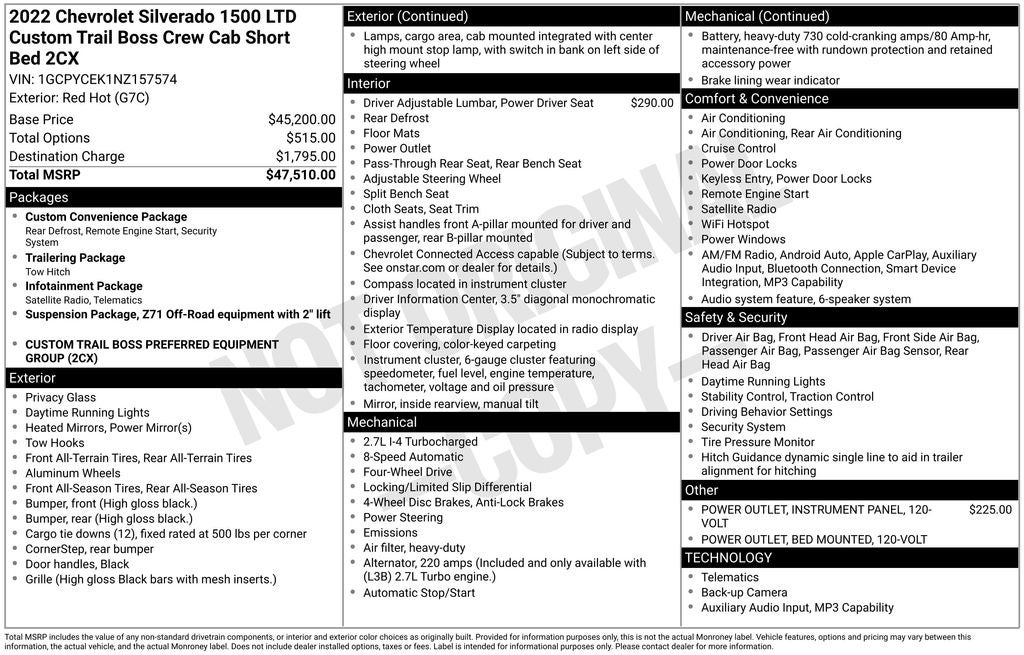 2022 Chevrolet Silverado 1500 LTD Custom Trail Boss