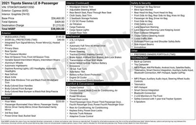 2021 Toyota Sienna LE 8 Passenger