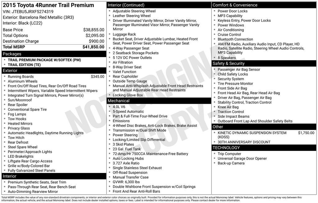 2015 Toyota 4RUNNER Trail Premium
